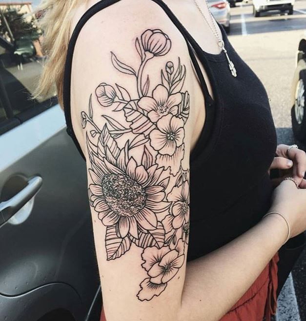 american traditional flower tattoo Beautifying Flower Tattoo
