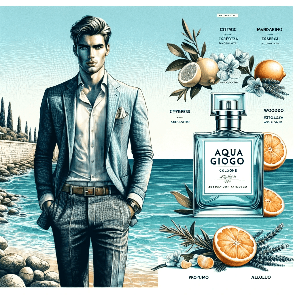 stylish young businessman wearing a smart casual outfit, standing by the Mediterranean sea or Italian coastline.Aqua Di Giogo, Acqua Di Gio For Men, Acqua DI Gio Filler-min